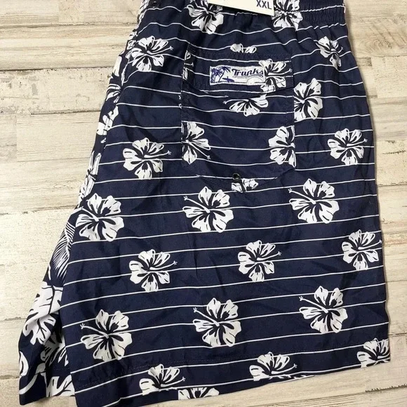 Trunks Surf & Swim Co. Swim Trunks Bathing Suit Mens XXL  Blue White Hawaiian - Picture 5 of 5